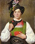 Franz Von Defregger Canvas Paintings - A Young Man In Tyrolean Costume